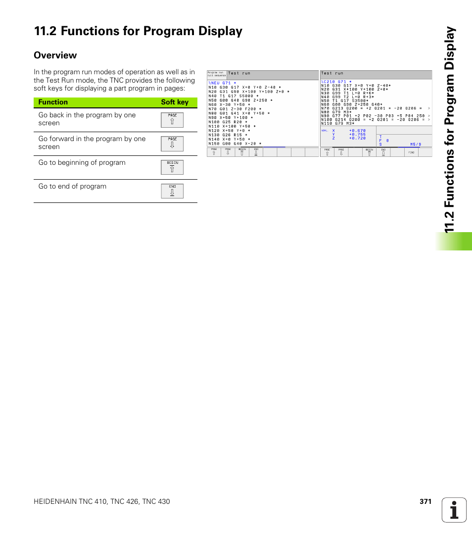 2 functions for program display, Overview | HEIDENHAIN TNC 410 ISO Programming User Manual | Page 397 / 489