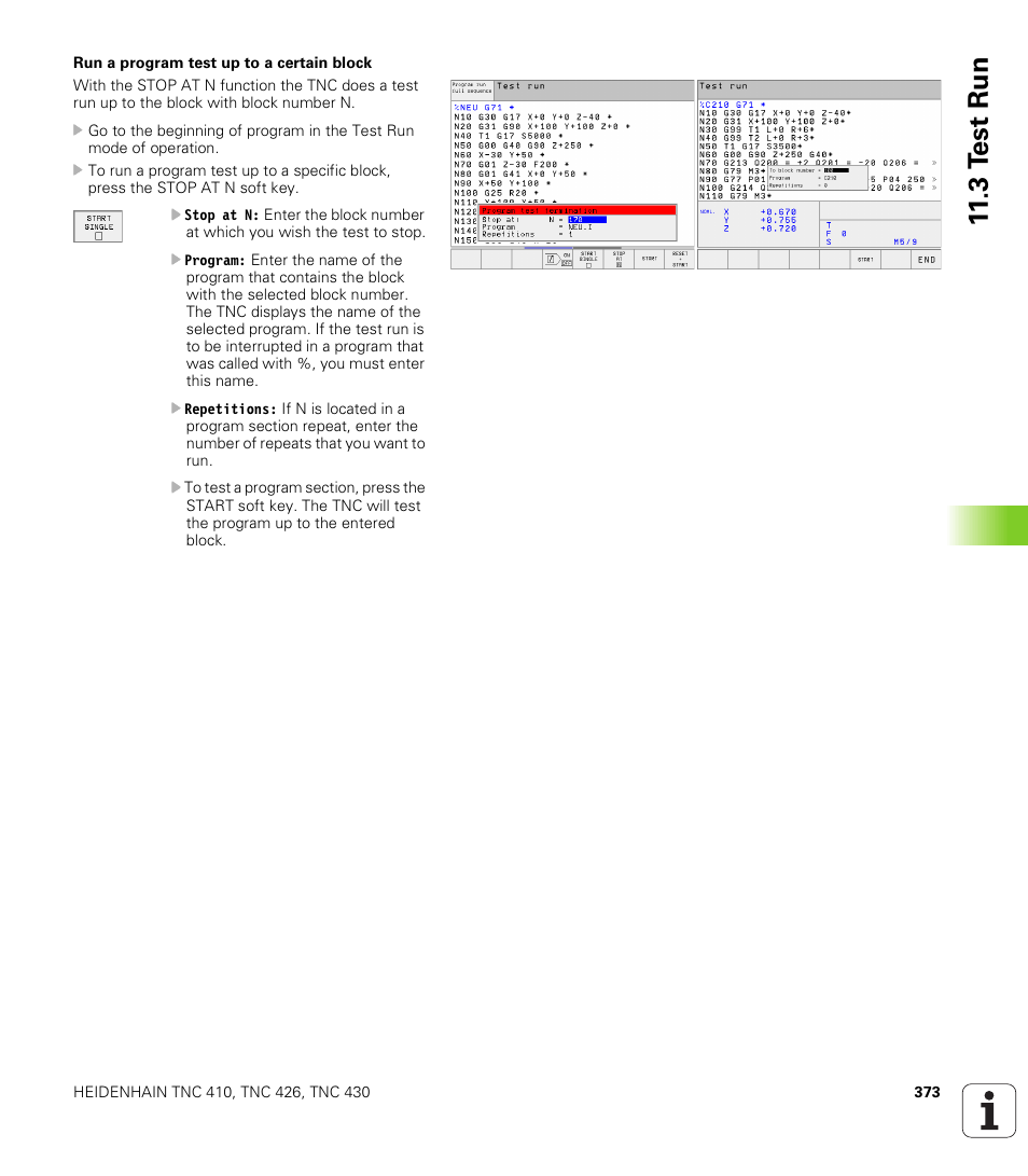 3 t e st ru n | HEIDENHAIN TNC 410 ISO Programming User Manual | Page 399 / 489