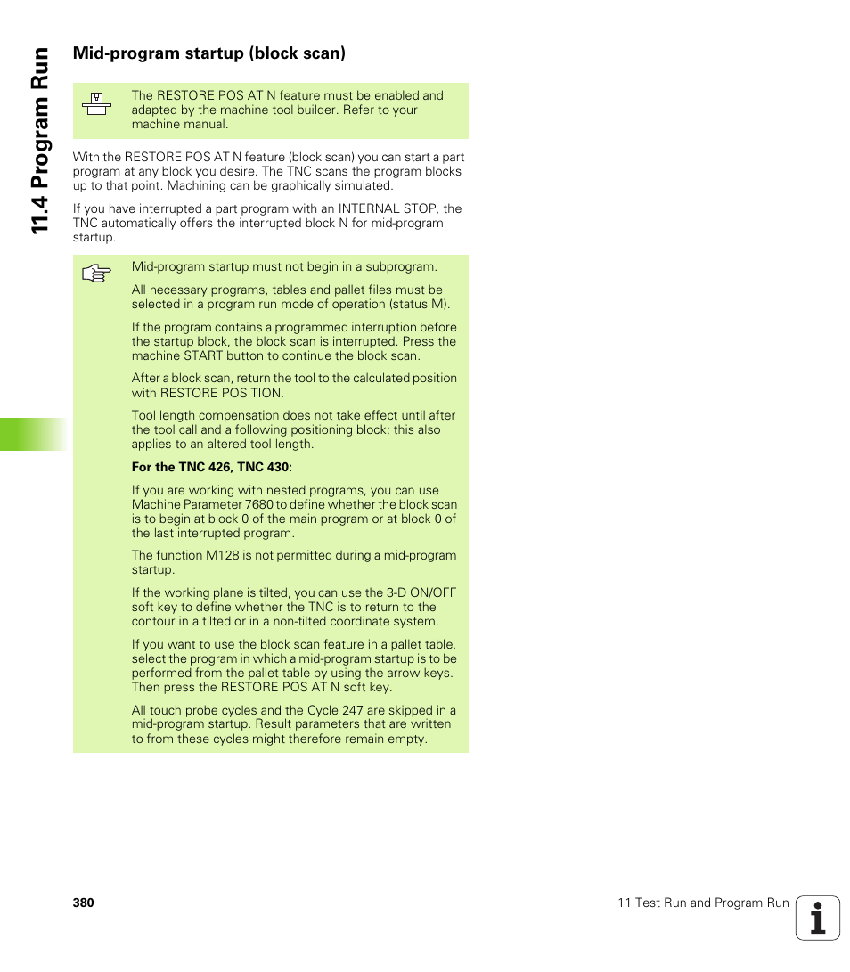 Mid-program startup (block scan) | HEIDENHAIN TNC 410 ISO Programming User Manual | Page 406 / 489