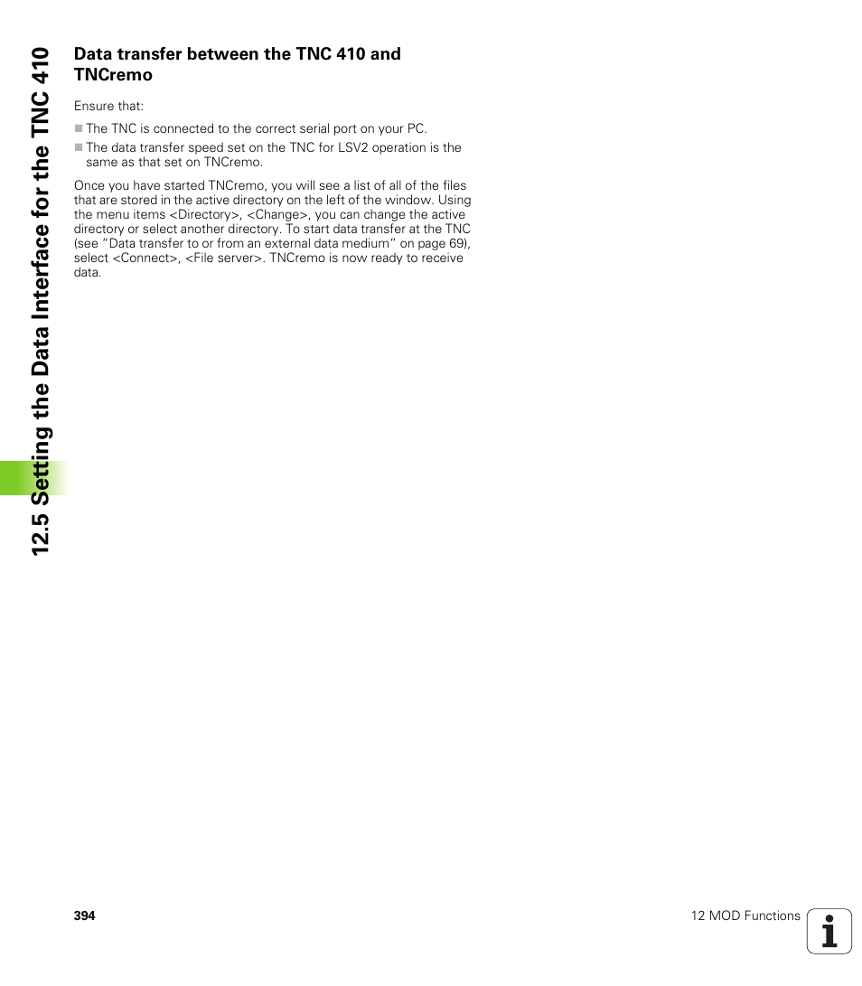 Data transfer between the tnc 410 and tncremo | HEIDENHAIN TNC 410 ISO Programming User Manual | Page 420 / 489