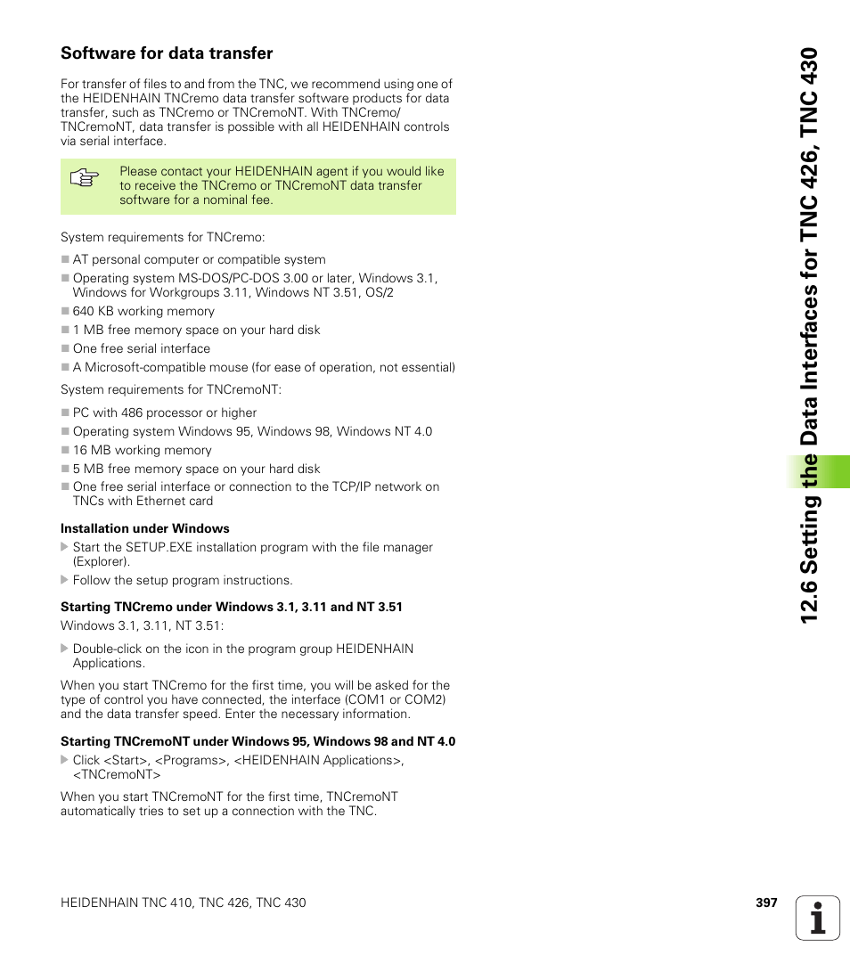 Software for data transfer | HEIDENHAIN TNC 410 ISO Programming User Manual | Page 423 / 489