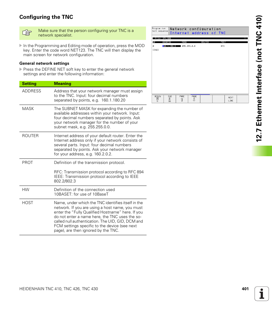 Configuring the tnc | HEIDENHAIN TNC 410 ISO Programming User Manual | Page 427 / 489