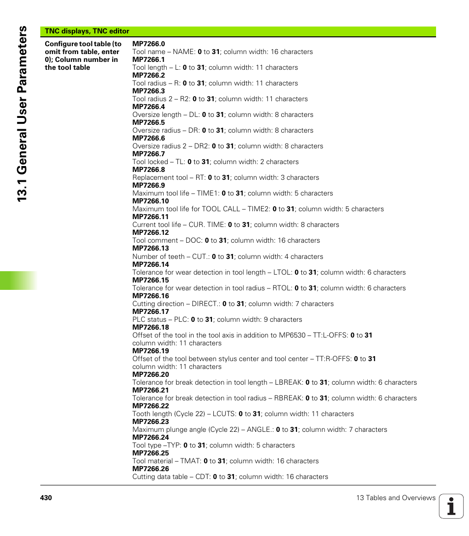 1 gener a l user p a ra met e rs | HEIDENHAIN TNC 410 ISO Programming User Manual | Page 456 / 489