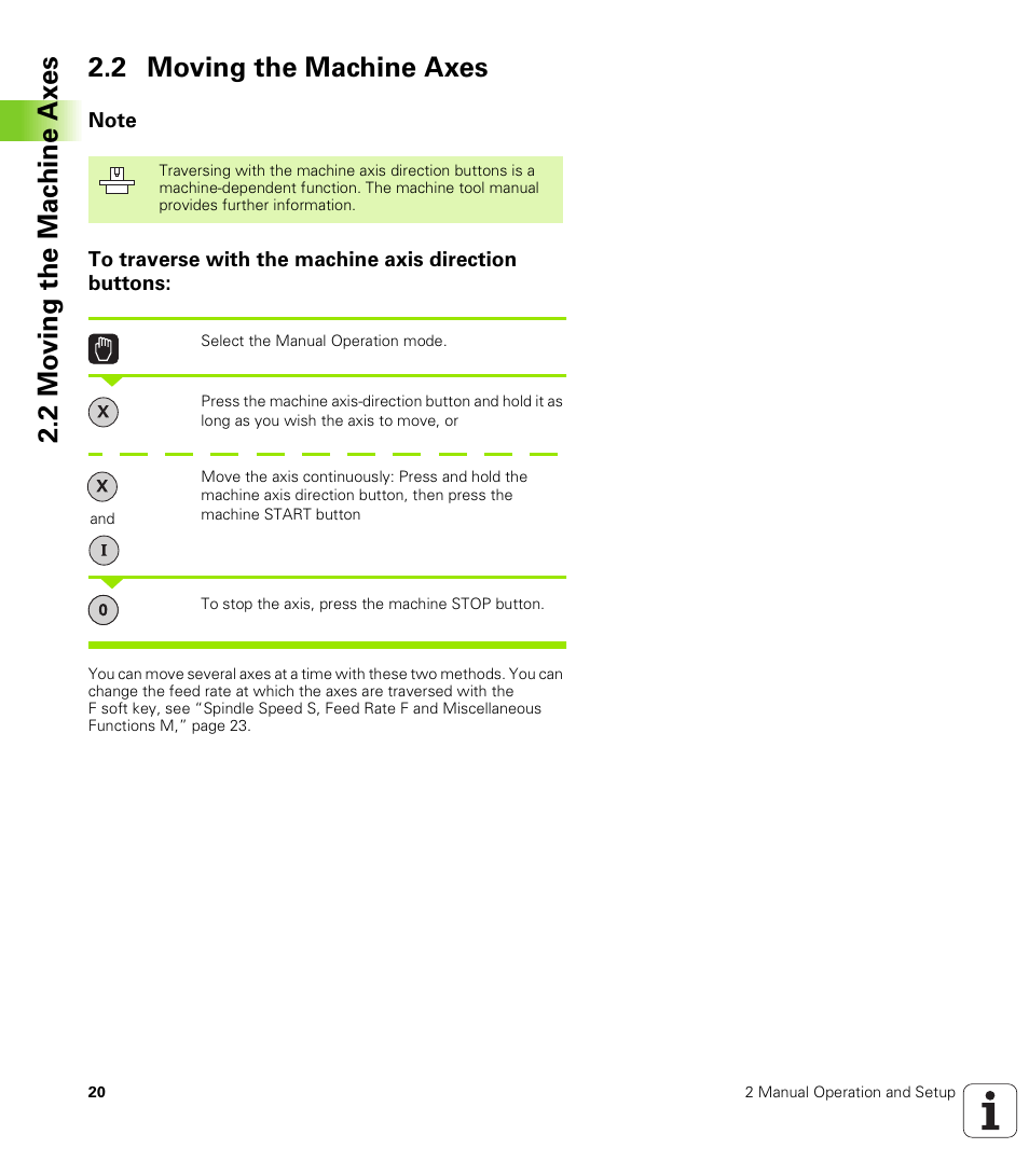 2 moving the machine axes, Note | HEIDENHAIN TNC 410 ISO Programming User Manual | Page 46 / 489