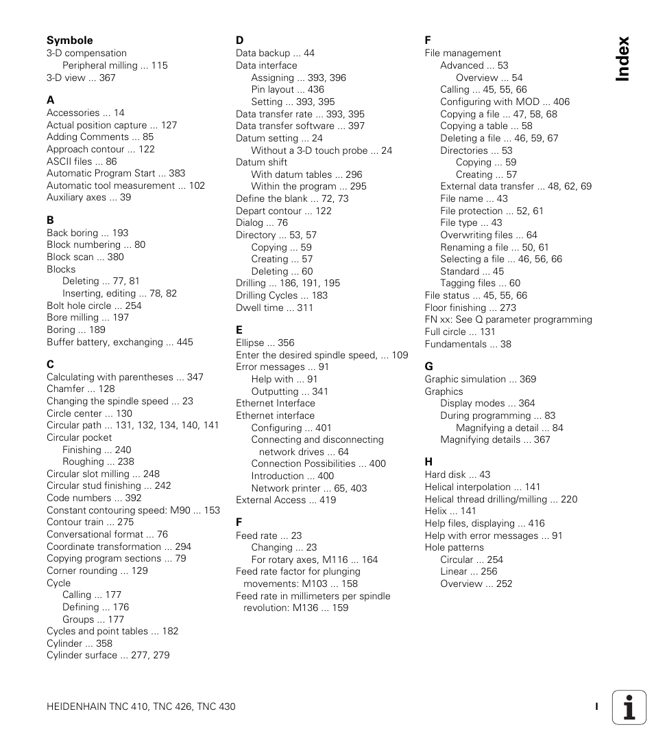 HEIDENHAIN TNC 410 ISO Programming User Manual | Page 477 / 489