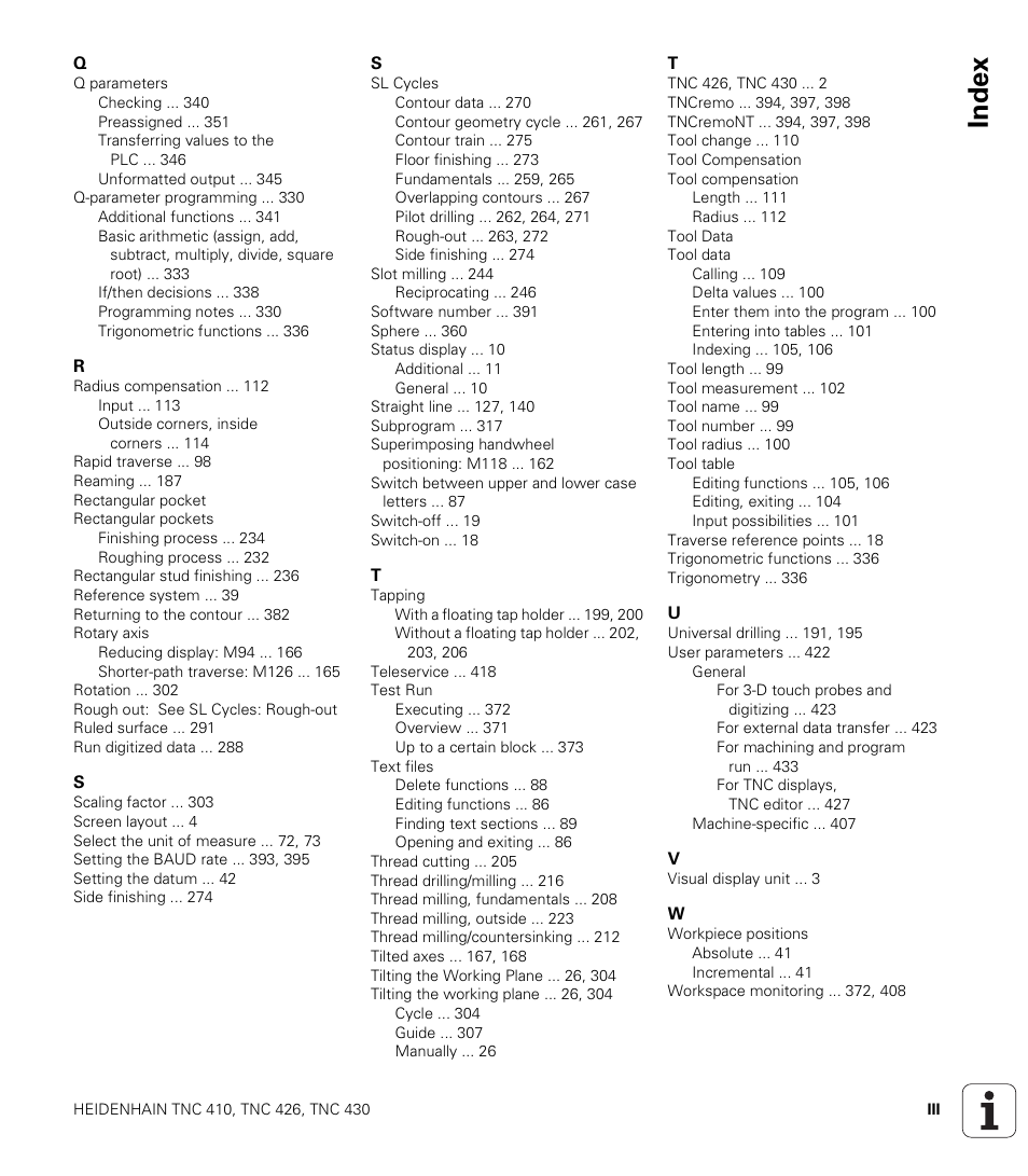 HEIDENHAIN TNC 410 ISO Programming User Manual | Page 479 / 489