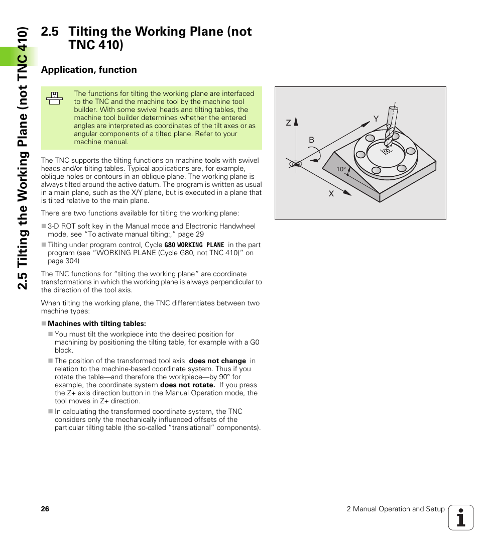 5 tilting the working plane (not tnc 410), Application, function | HEIDENHAIN TNC 410 ISO Programming User Manual | Page 52 / 489