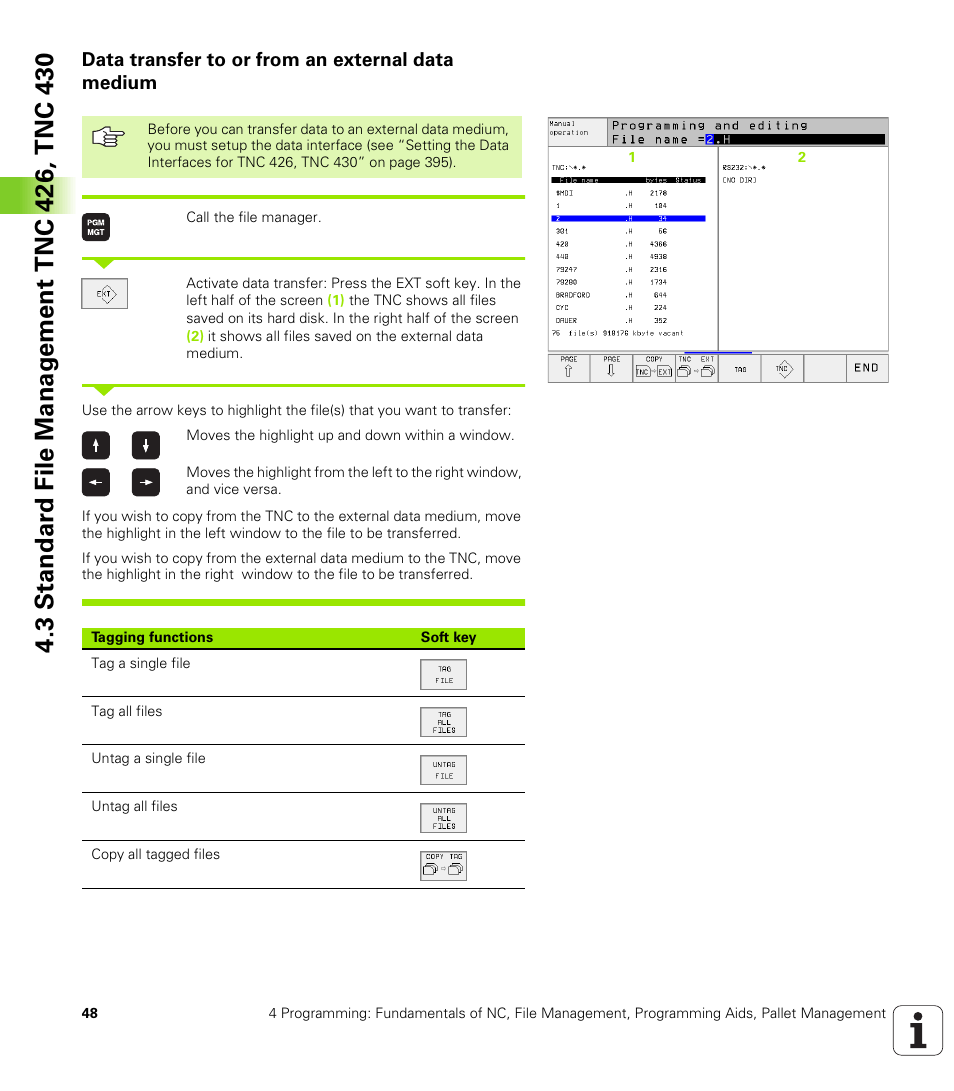 Data transfer to or from an external data medium | HEIDENHAIN TNC 410 ISO Programming User Manual | Page 74 / 489