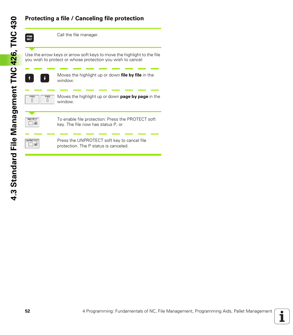 Protecting a file / canceling file protection | HEIDENHAIN TNC 410 ISO Programming User Manual | Page 78 / 489