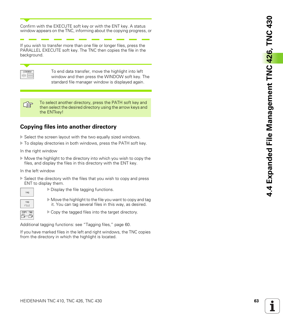 Copying files into another directory | HEIDENHAIN TNC 410 ISO Programming User Manual | Page 89 / 489