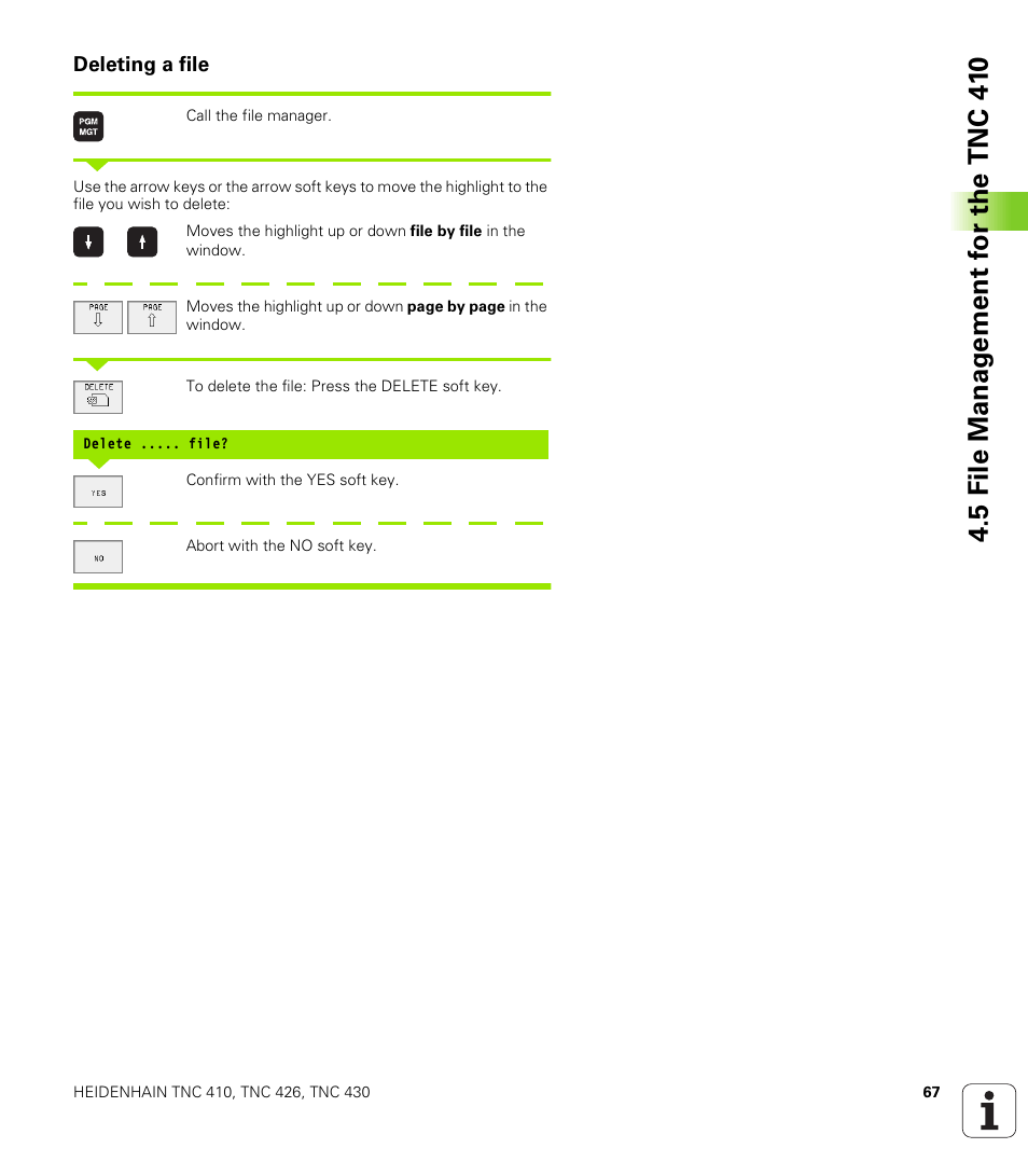 Deleting a file | HEIDENHAIN TNC 410 ISO Programming User Manual | Page 93 / 489