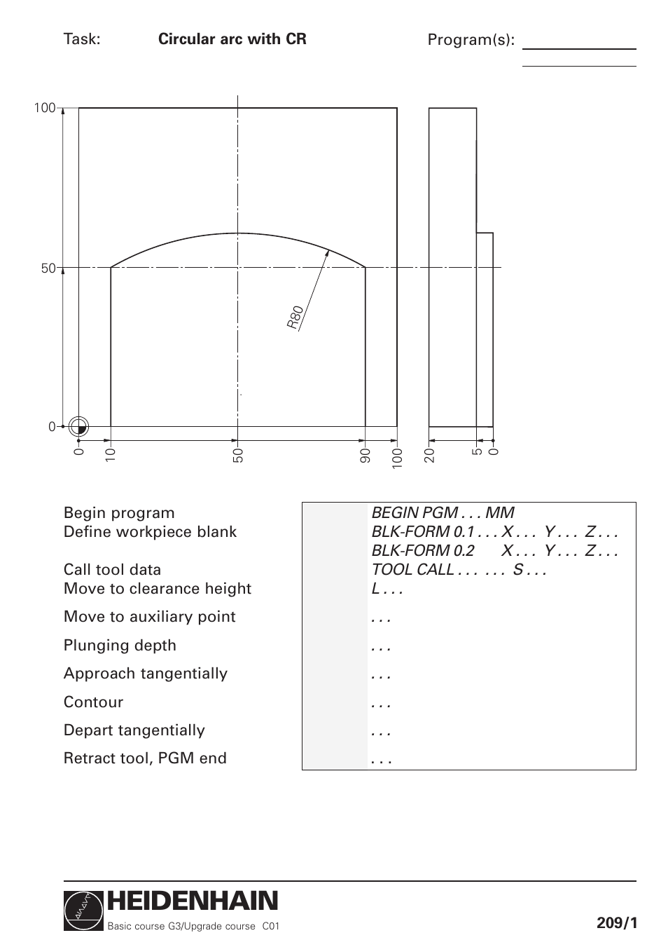 Circular arc with cr, Heidenhain | HEIDENHAIN TNC 426 (280 460) Training Basic User Manual | Page 22 / 110
