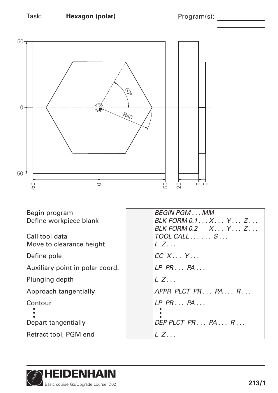 Hexagon (polar), Heidenhain | HEIDENHAIN TNC 426 (280 460) Training Basic User Manual | Page 24 / 110