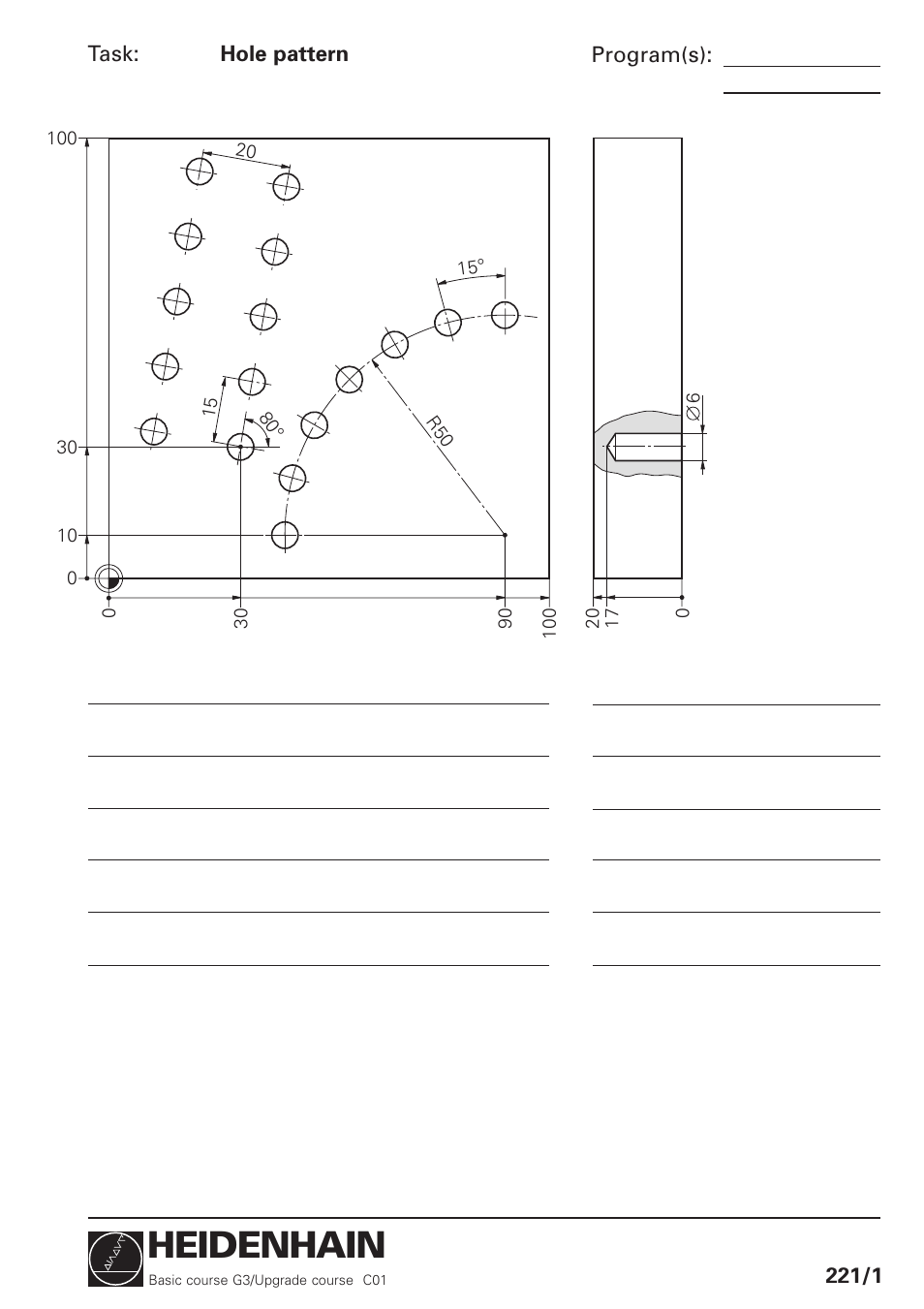 Hole pattern, Heidenhain | HEIDENHAIN TNC 426 (280 460) Training Basic User Manual | Page 48 / 110