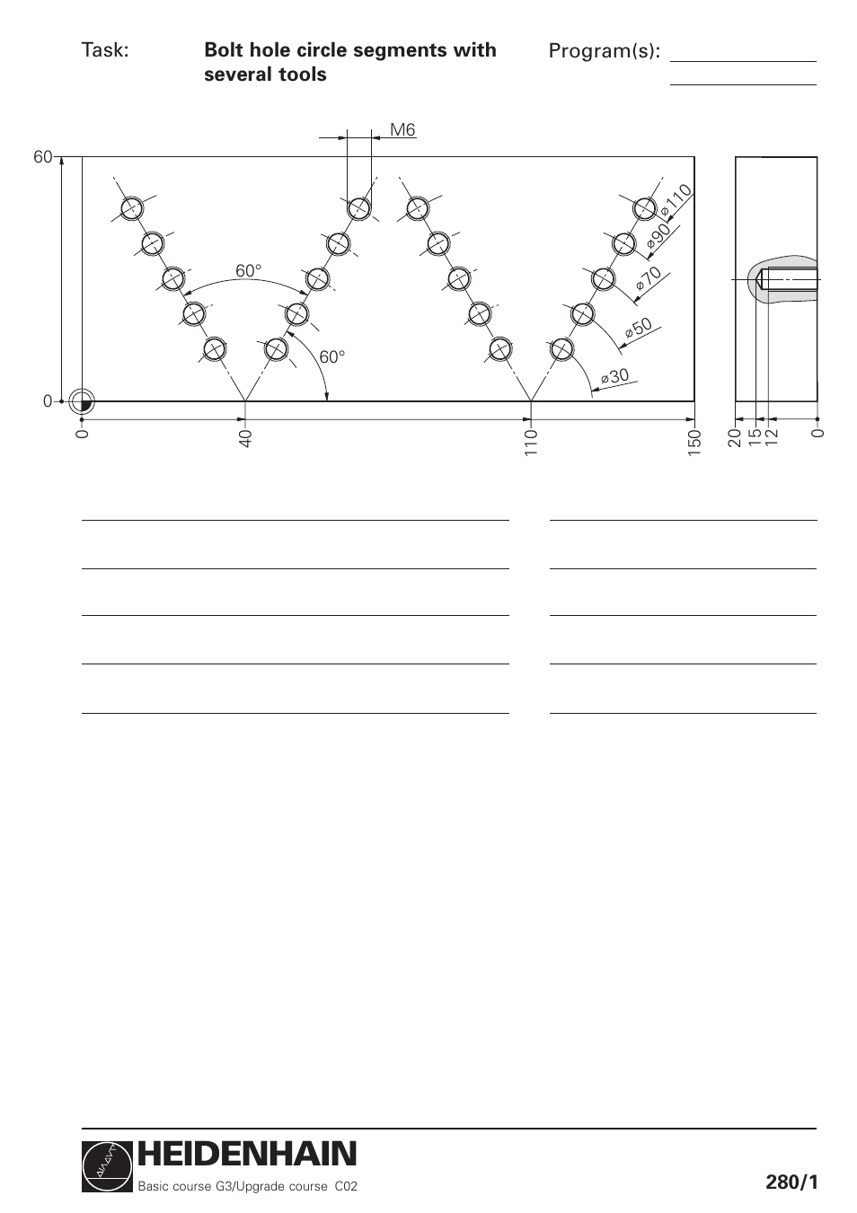 Bolt hole circle segments with several tools, Heidenhain | HEIDENHAIN TNC 426 (280 460) Training Basic User Manual | Page 73 / 110