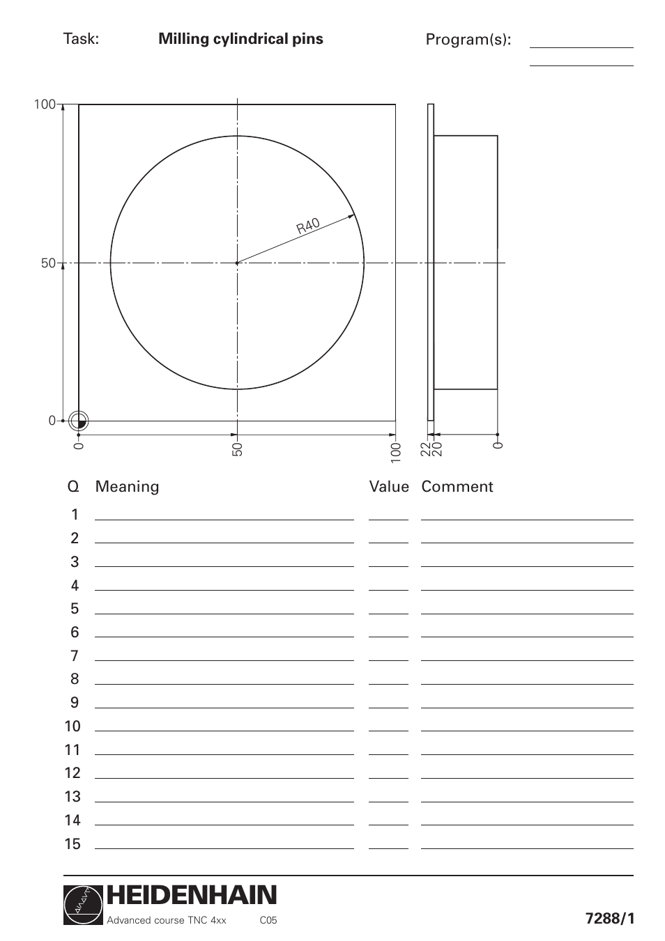 Milling cylindrical pins, Heidenhain | HEIDENHAIN TNC 426 (280 460) Training Advanced User Manual | Page 118 / 134