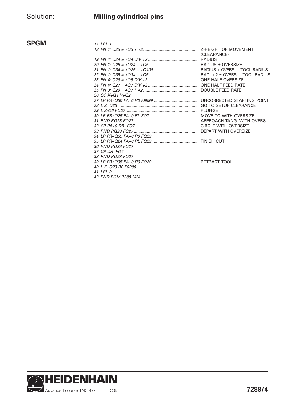 Heidenhain | HEIDENHAIN TNC 426 (280 460) Training Advanced User Manual | Page 120 / 134