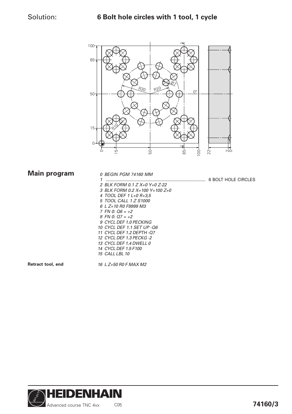 Heidenhain, Solution, Main program | HEIDENHAIN TNC 426 (280 460) Training Advanced User Manual | Page 126 / 134