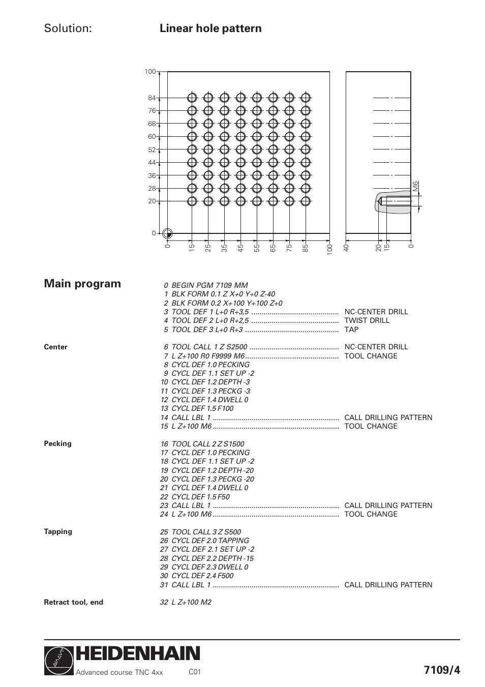 Heidenhain, Solution, Main program | HEIDENHAIN TNC 426 (280 460) Training Advanced User Manual | Page 13 / 134