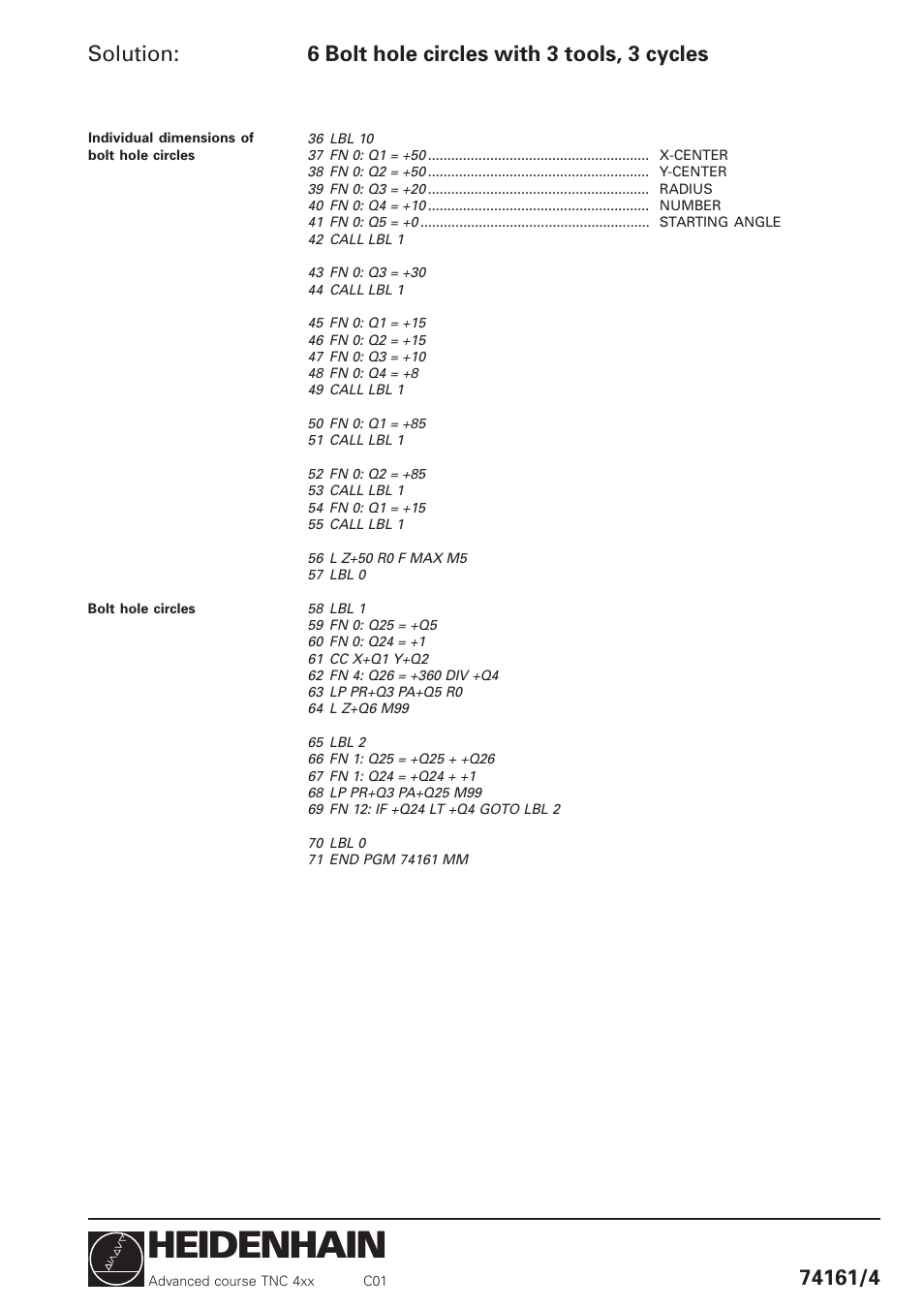 Heidenhain, Solution | HEIDENHAIN TNC 426 (280 460) Training Advanced User Manual | Page 130 / 134