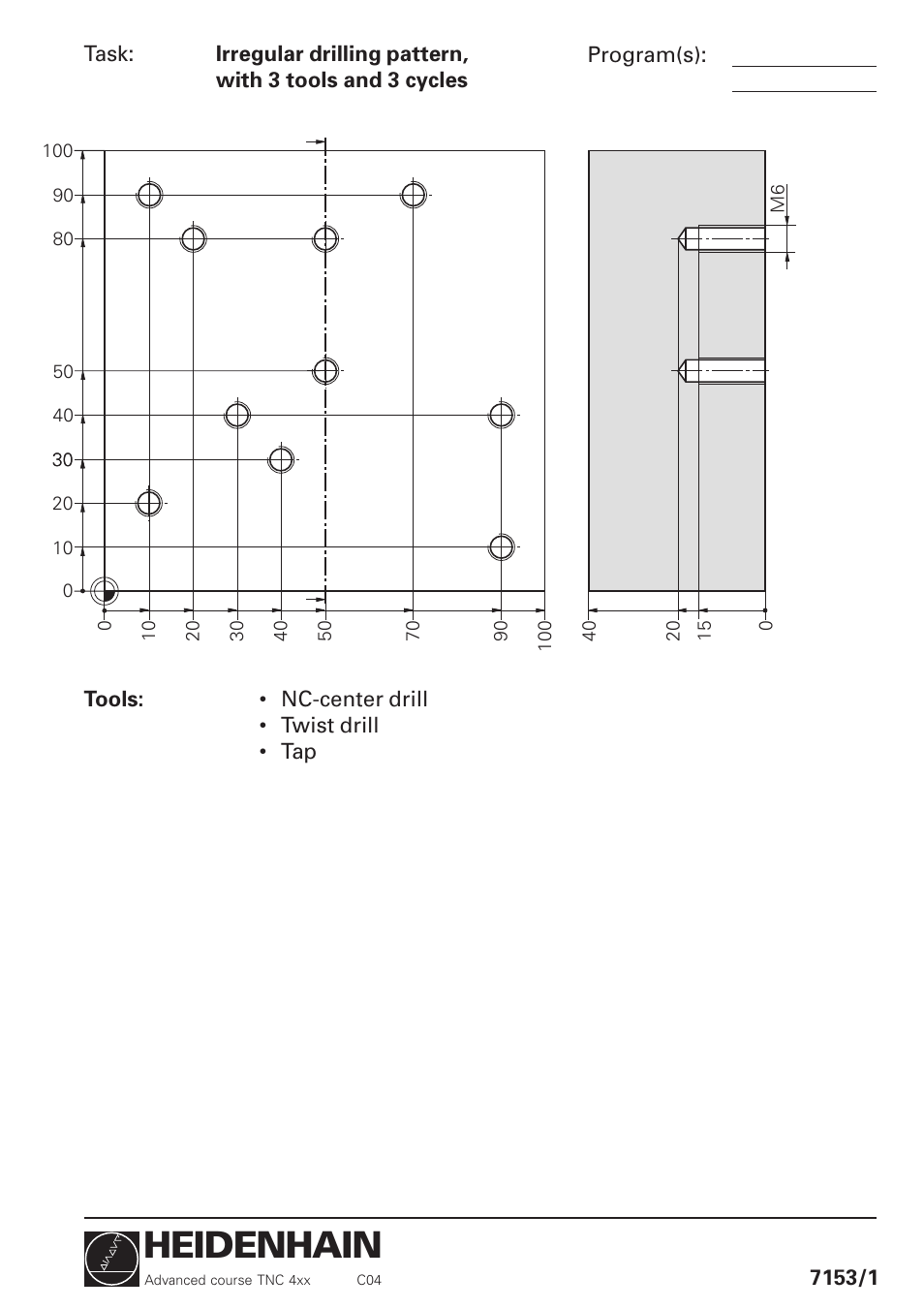 Irregular drilling pattern, 3 tools, Heidenhain | HEIDENHAIN TNC 426 (280 460) Training Advanced User Manual | Page 5 / 134