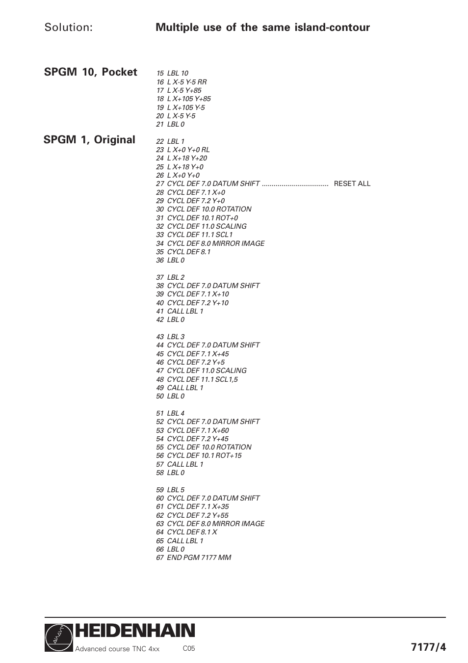 Heidenhain | HEIDENHAIN TNC 426 (280 460) Training Advanced User Manual | Page 74 / 134
