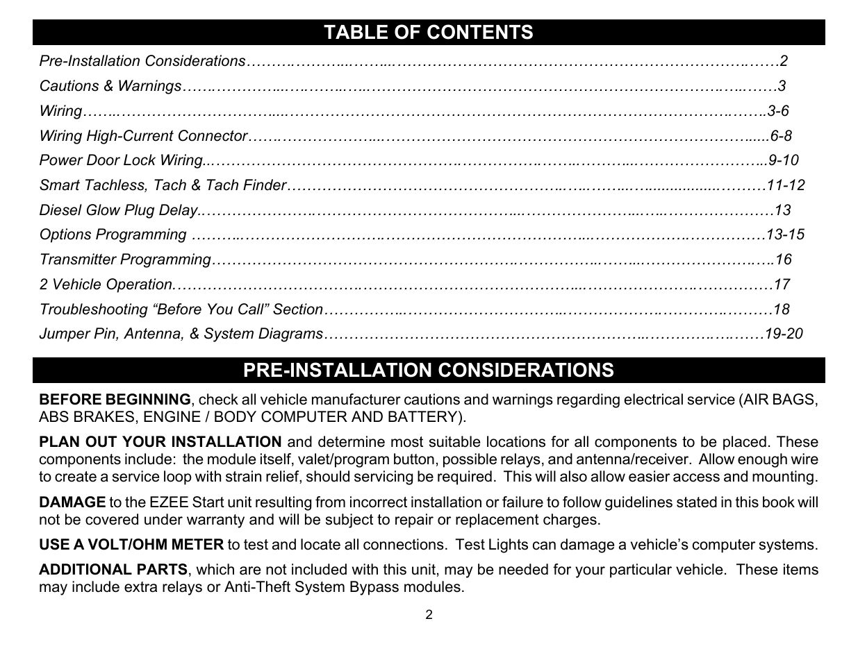 Crimestopper Security Products EZ-30 User Manual | Page 2 / 20