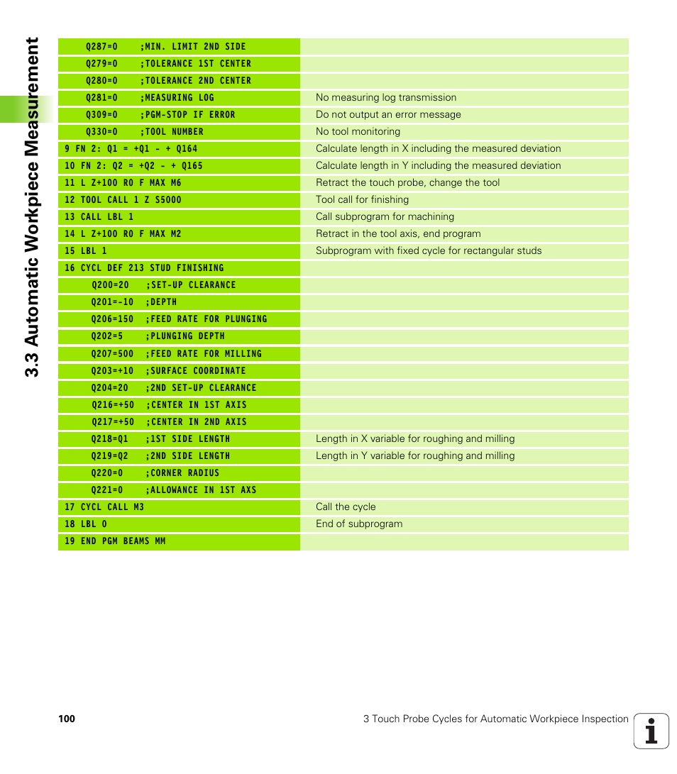 3 a u to matic w o rk piece measur ement | HEIDENHAIN TNC 426B (280 472) Touch Probe Cycles User Manual | Page 112 / 157