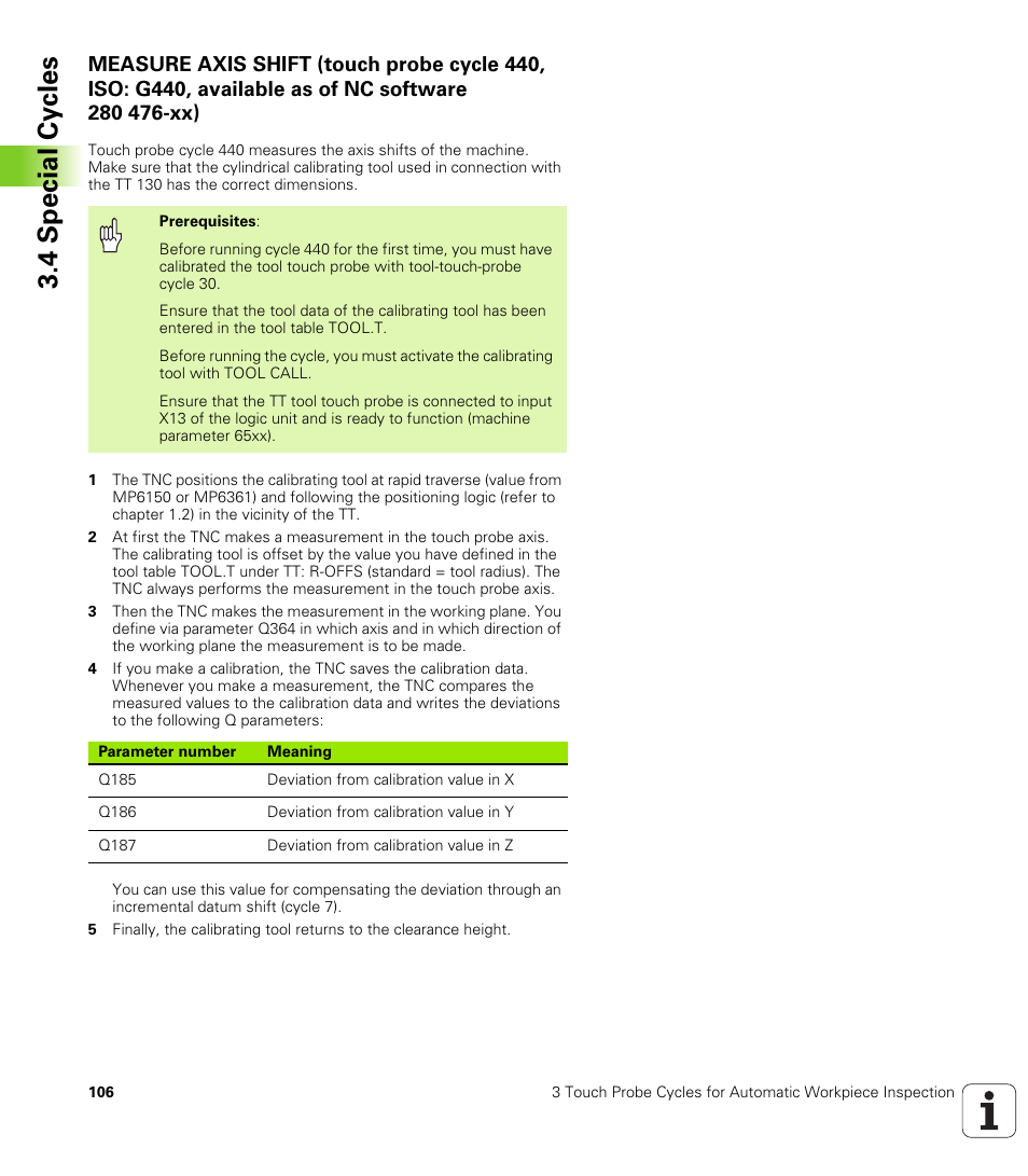 440 measuring axis shift, 4 special cy cles | HEIDENHAIN TNC 426B (280 472) Touch Probe Cycles User Manual | Page 118 / 157