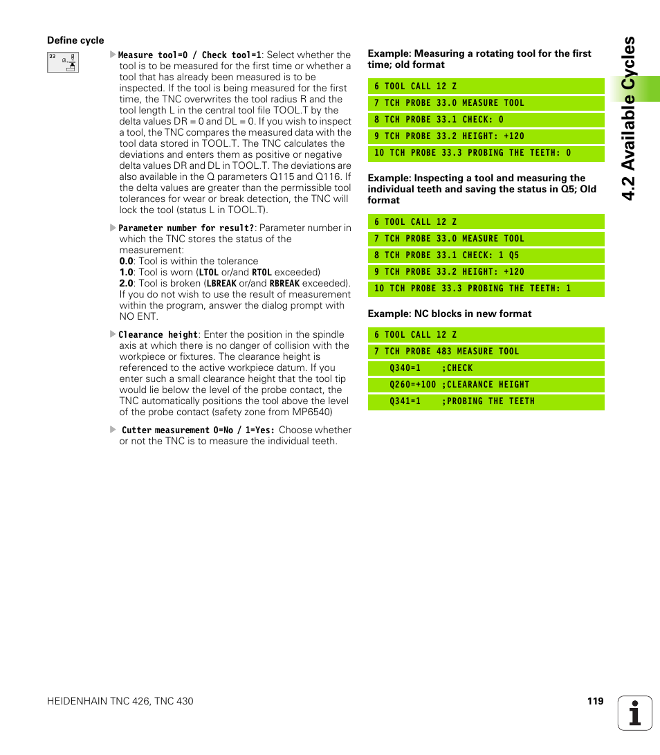 2 a v ailable cy cles | HEIDENHAIN TNC 426B (280 472) Touch Probe Cycles User Manual | Page 131 / 157