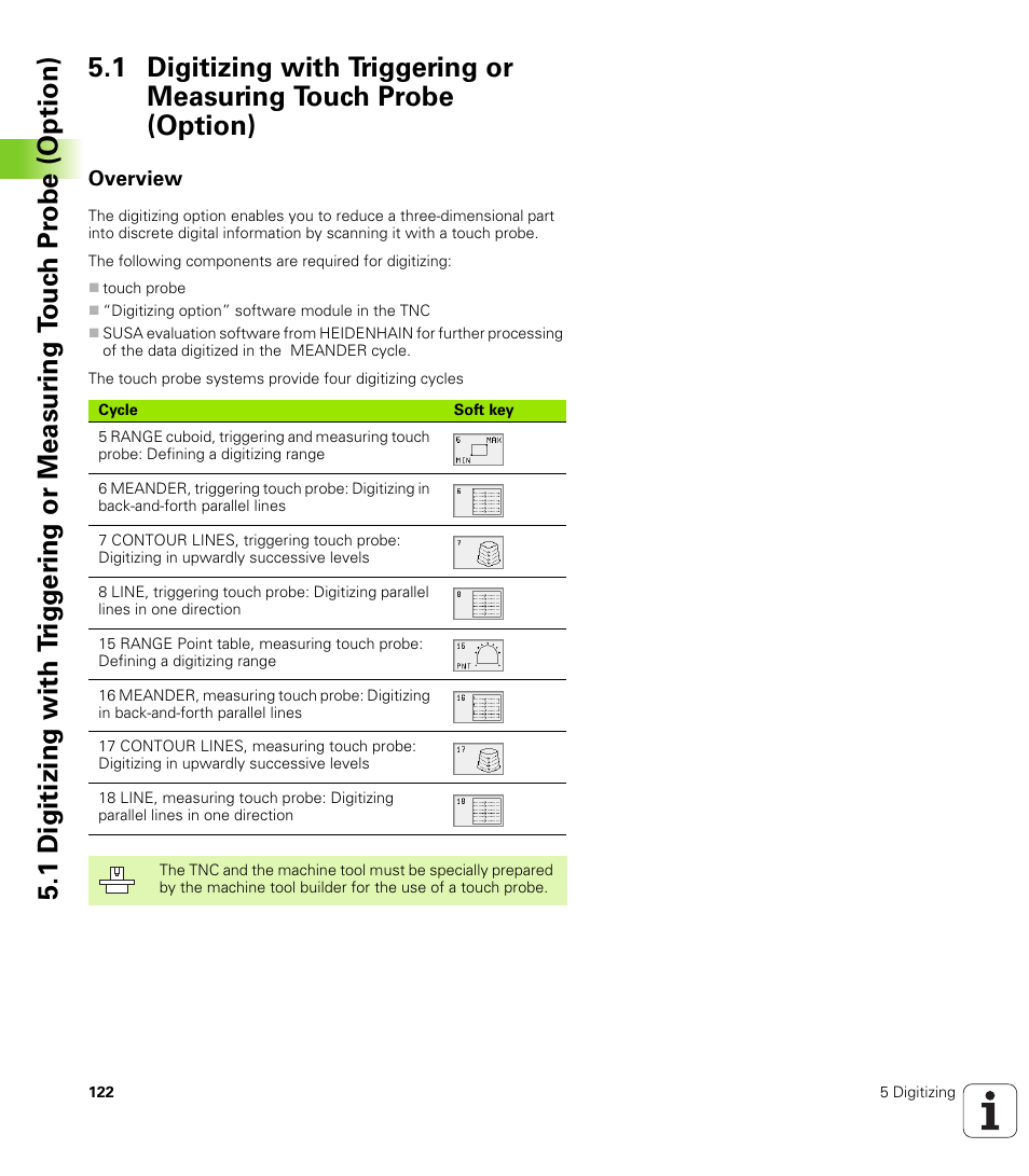 Overview | HEIDENHAIN TNC 426B (280 472) Touch Probe Cycles User Manual | Page 134 / 157