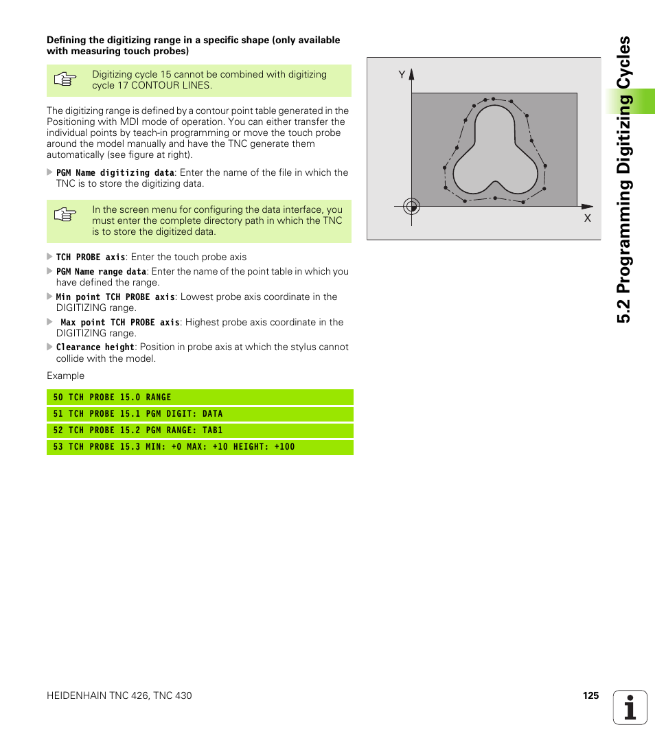 2 pr ogr a mming digitizing cy cles | HEIDENHAIN TNC 426B (280 472) Touch Probe Cycles User Manual | Page 137 / 157