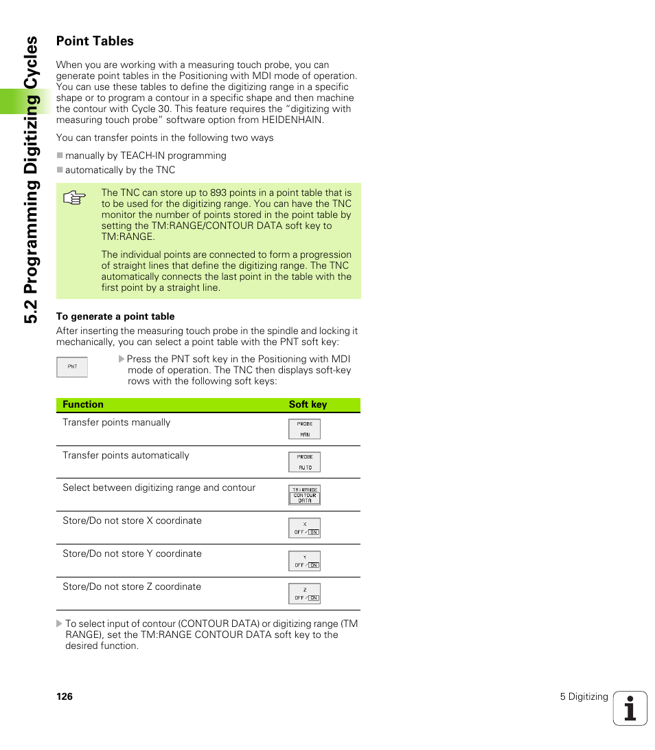 Point tables, 2 pr ogr a mming digitizing cy cles | HEIDENHAIN TNC 426B (280 472) Touch Probe Cycles User Manual | Page 138 / 157