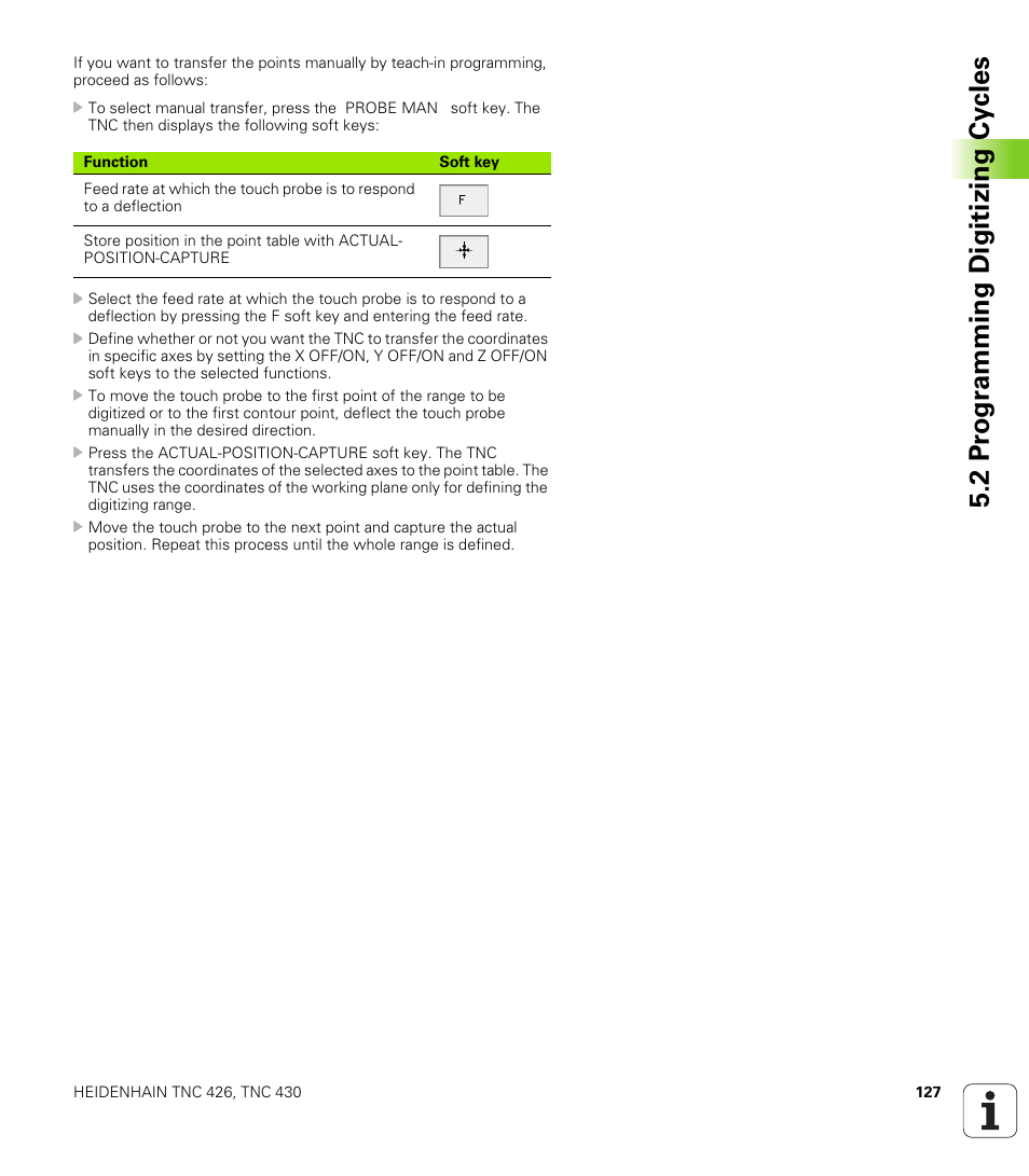 2 pr ogr a mming digitizing cy cles | HEIDENHAIN TNC 426B (280 472) Touch Probe Cycles User Manual | Page 139 / 157