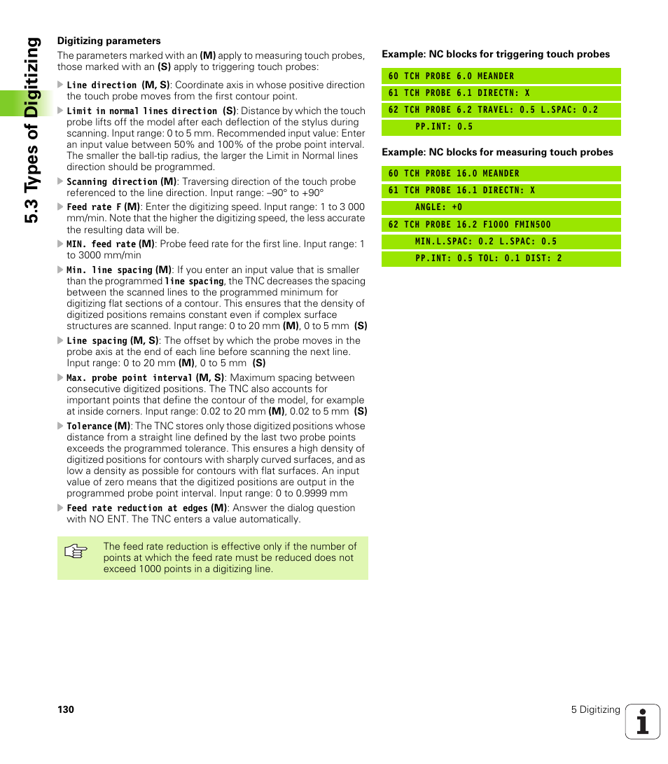 3 t y pes of digitizing | HEIDENHAIN TNC 426B (280 472) Touch Probe Cycles User Manual | Page 142 / 157