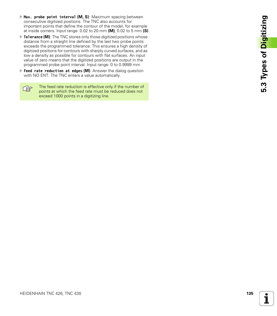 3 t y pes of digitizing | HEIDENHAIN TNC 426B (280 472) Touch Probe Cycles User Manual | Page 147 / 157