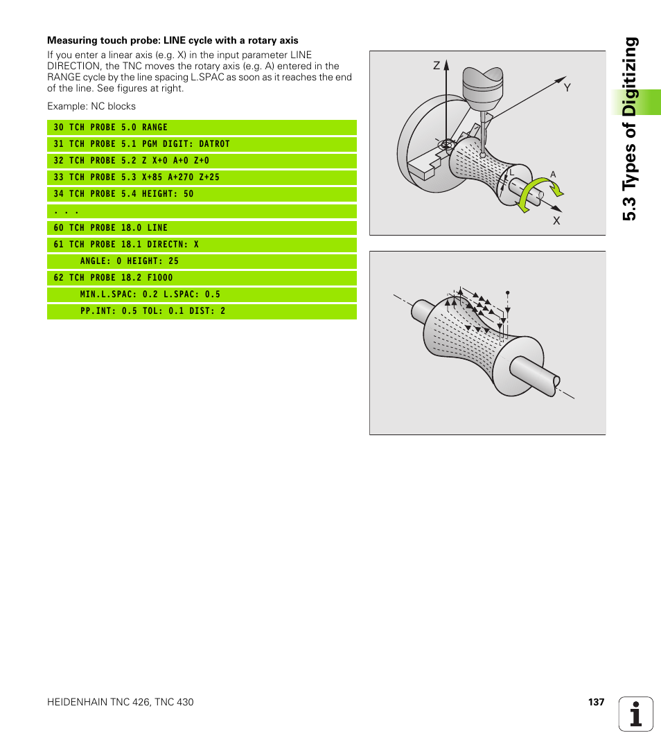 3 t y pes of digitizing | HEIDENHAIN TNC 426B (280 472) Touch Probe Cycles User Manual | Page 149 / 157