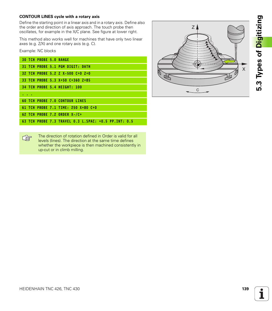3 t y pes of digitizing | HEIDENHAIN TNC 426B (280 472) Touch Probe Cycles User Manual | Page 151 / 157