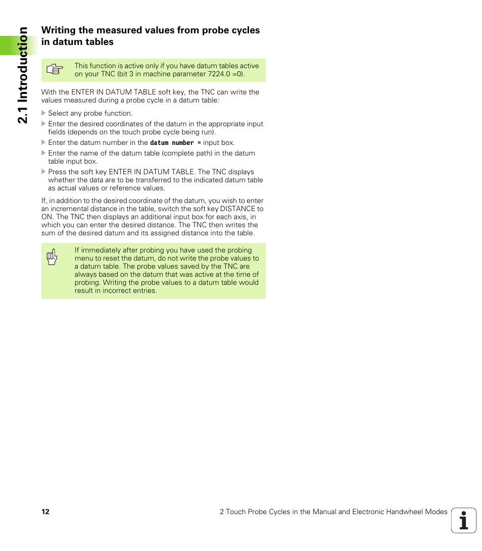 1 intr oduction | HEIDENHAIN TNC 426B (280 472) Touch Probe Cycles User Manual | Page 24 / 157