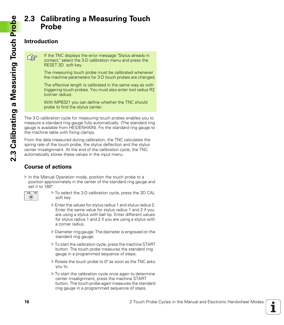 3 calibrating a measuring touch probe, Introduction, Course of actions | HEIDENHAIN TNC 426B (280 472) Touch Probe Cycles User Manual | Page 28 / 157