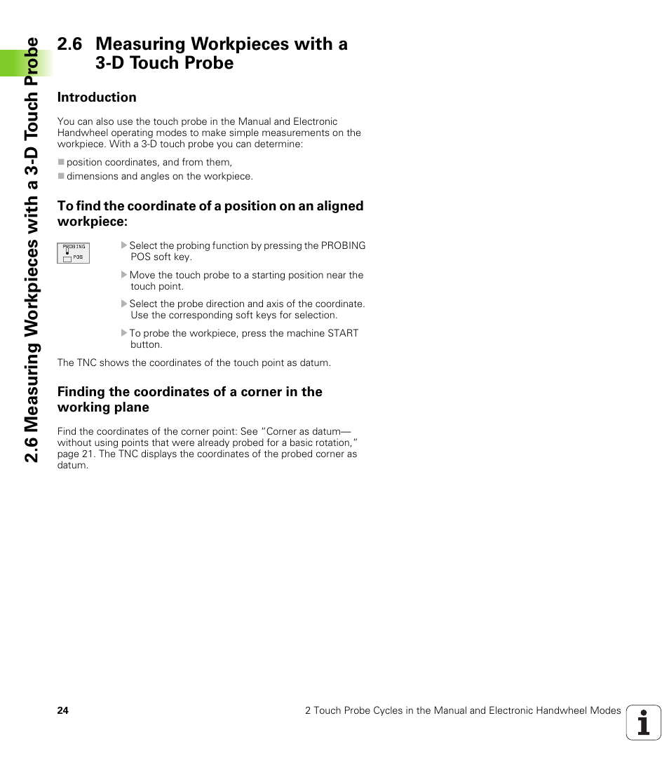 6 measuring workpieces with a 3d touch probe, Introduction, 6 measuring workpieces with a 3-d touch probe | HEIDENHAIN TNC 426B (280 472) Touch Probe Cycles User Manual | Page 36 / 157