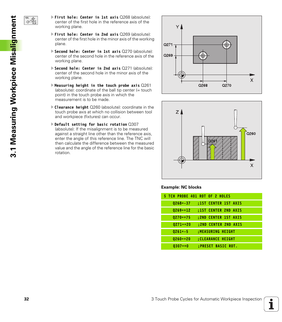 1 measur ing w o rk piece misalignment | HEIDENHAIN TNC 426B (280 472) Touch Probe Cycles User Manual | Page 44 / 157