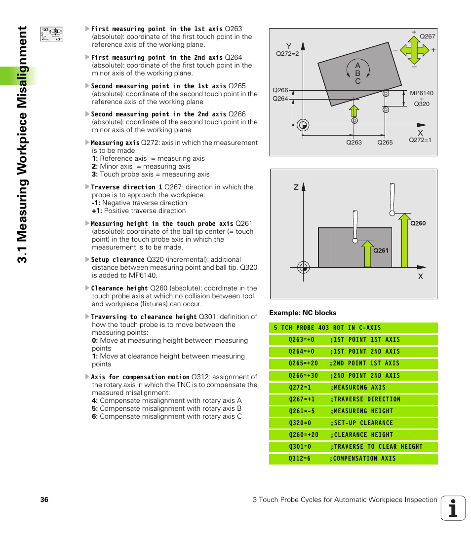 1 measur ing w o rk piece misalignment | HEIDENHAIN TNC 426B (280 472) Touch Probe Cycles User Manual | Page 48 / 157