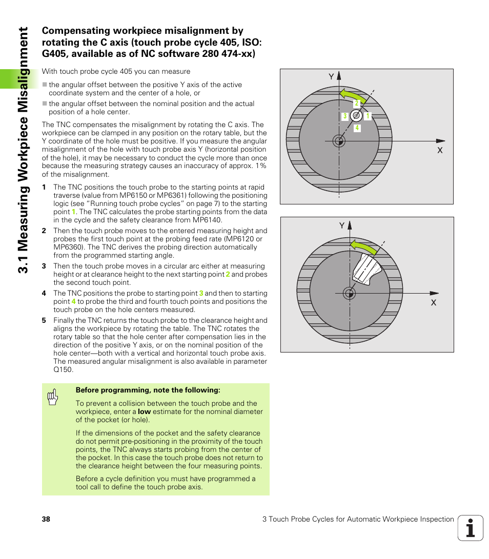 1 measur ing w o rk piece misalignment | HEIDENHAIN TNC 426B (280 472) Touch Probe Cycles User Manual | Page 50 / 157