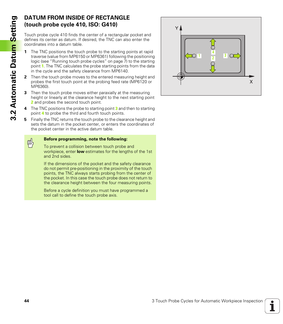 2 a u to matic d at u m set ting | HEIDENHAIN TNC 426B (280 472) Touch Probe Cycles User Manual | Page 56 / 157