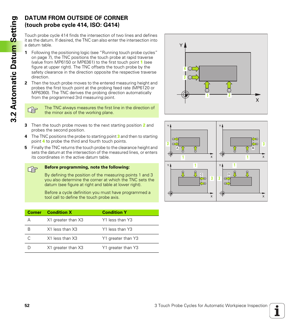 2 a u to matic d at u m set ting | HEIDENHAIN TNC 426B (280 472) Touch Probe Cycles User Manual | Page 64 / 157