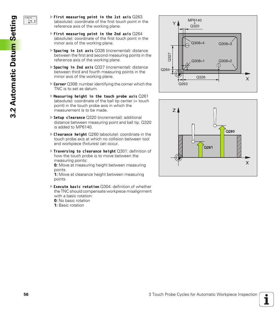 2 a u to matic d at u m set ting | HEIDENHAIN TNC 426B (280 472) Touch Probe Cycles User Manual | Page 68 / 157