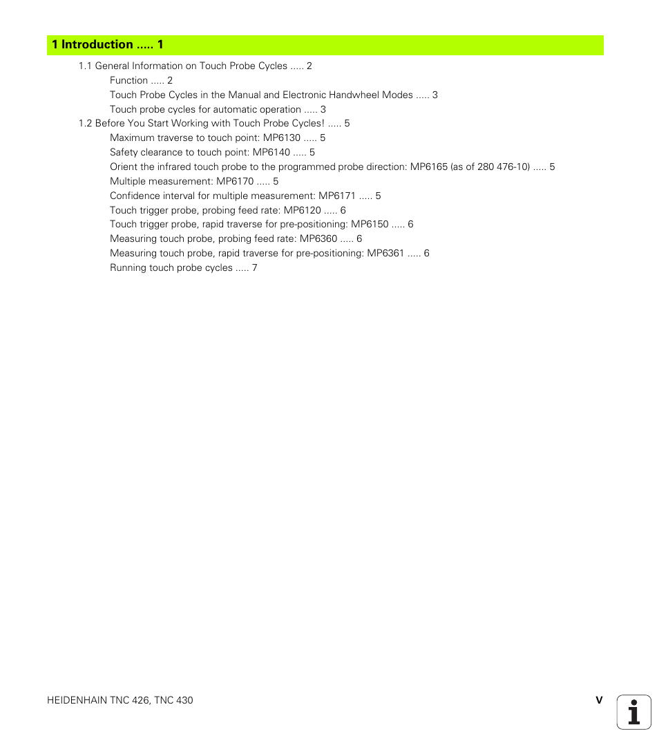 Introduction | HEIDENHAIN TNC 426B (280 472) Touch Probe Cycles User Manual | Page 7 / 157