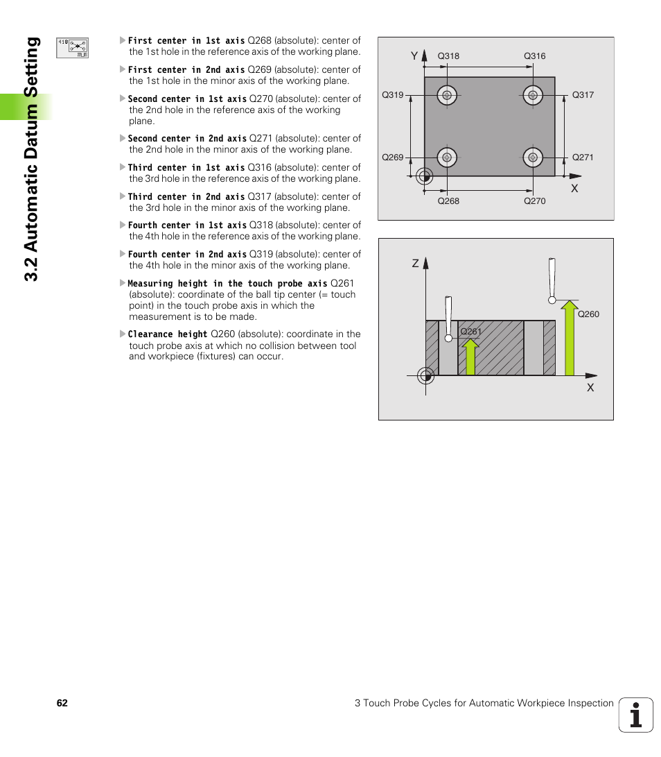 2 a u to matic d at u m set ting | HEIDENHAIN TNC 426B (280 472) Touch Probe Cycles User Manual | Page 74 / 157