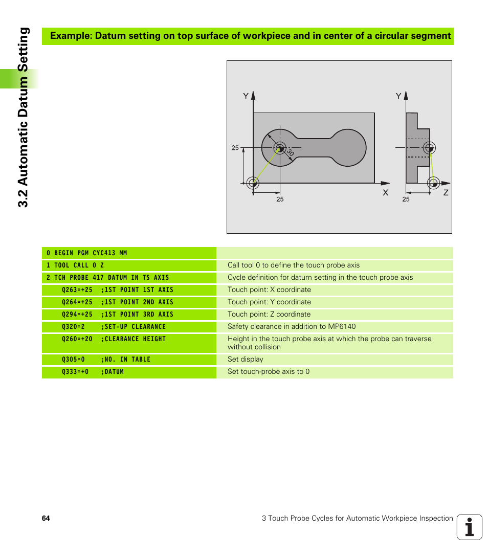 2 a u to matic d at u m set ting | HEIDENHAIN TNC 426B (280 472) Touch Probe Cycles User Manual | Page 76 / 157